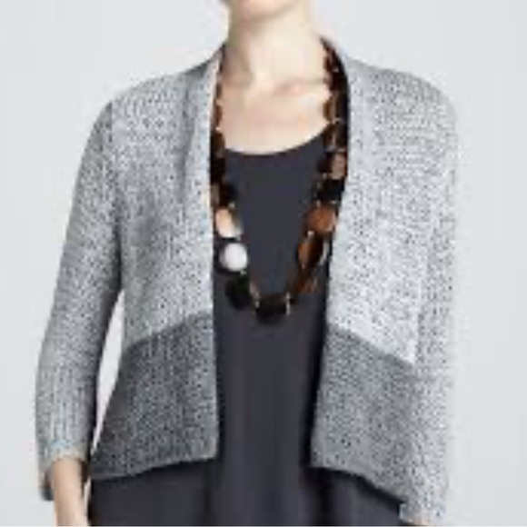 Eileen Fisher Gray Knit open cardigan sweater - Picture 1 of 5